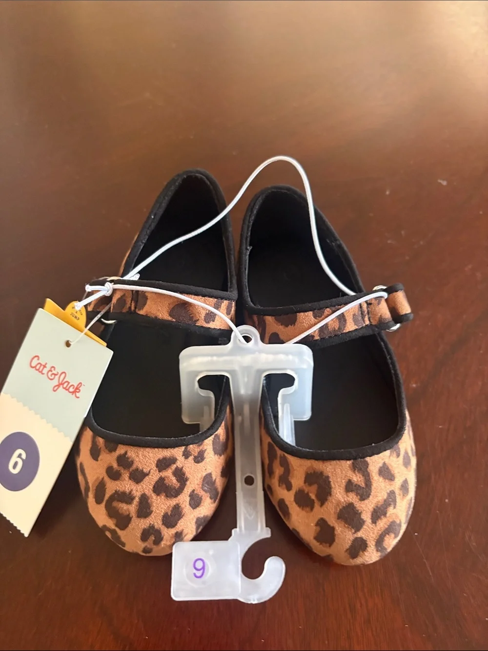 Cat & Jack Leopard Print Mary Janes - Tan and Black kids size 6